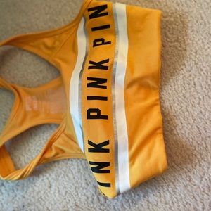 yellow pink victoria secret sports bra